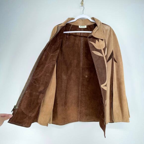 Brown and Tan Women's Cape Jacket - Picture 5 of 8